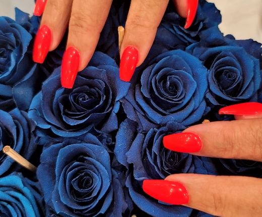 Glossy red gel manicure by J.S. Nail Spa