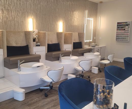 A pedicure station inside J.S. Nail Spa
